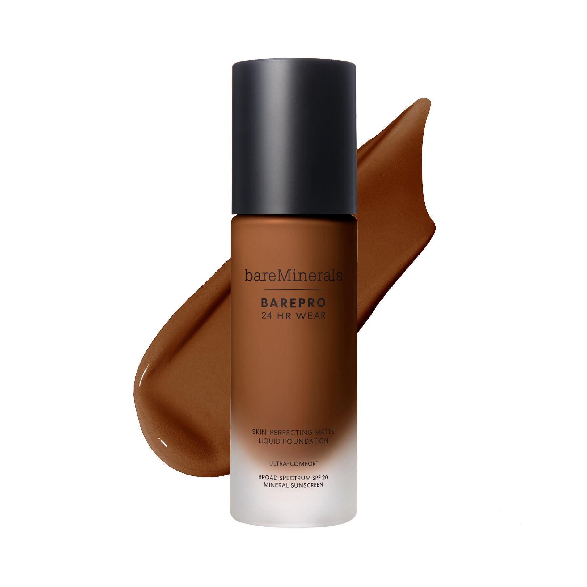 bareMinerals BAREPRO 24HR Wear Skin-Perfecting Matte Liquid Foundation Mineral SPF 20 - Deep 57 Neutral, 1.0oz