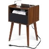 Nightstand with Storage – Mid Century Modern Bedroom Side Table Built-in Charging Station with 2 USB Ports & 2 Power Outlets - 2 of 4