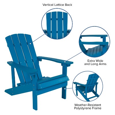 Set of 2 Blue All-Weather Poly Resin Adirondack Chairs