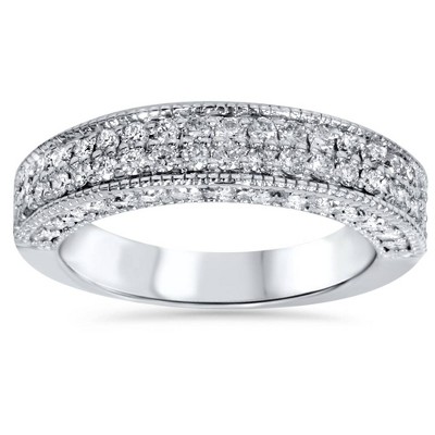 Pompeii3 1 1/10ct Pave Diamond Wedding Ring 14K White Gold