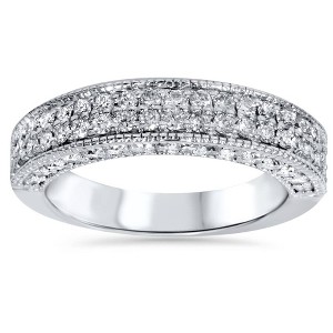 Pompeii3 1 1/10ct Pave Diamond Wedding Ring 14K White Gold - 1 of 4