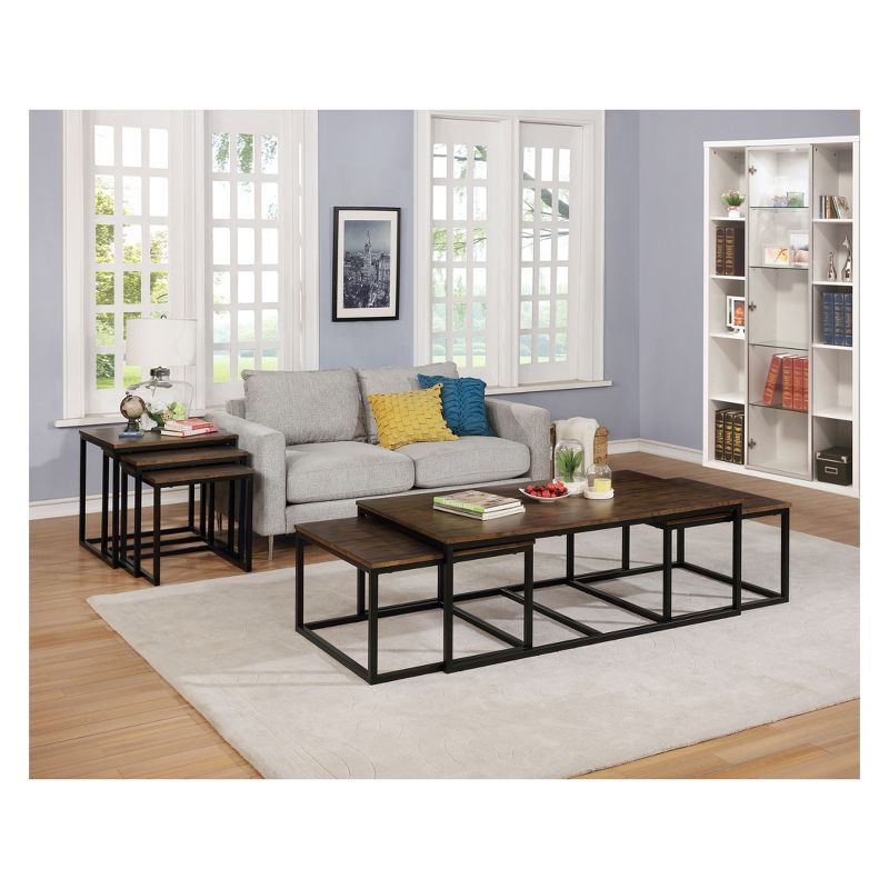 54&#34; Wide Arcadia Acacia Wood Coffee Table with Nesting Tables Antiqued Mocha - Alaterre Furniture, 6 of 12