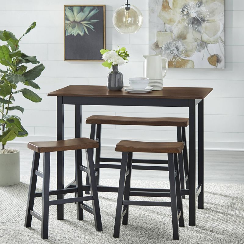 4pc Galena Counter Height Dining Set Walnut/Black - Buylateral, 4 of 9
