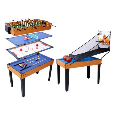 5 in 1 Multi-Game Table, Combo Game Table with Billiards, Push Hockey, Foosball, Ping Pong, Basketball, Portable Multi Game Combination Table Set