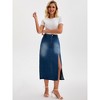 INSPIRE CHIC Women's Denim Casual Side Split A Line Stretchy Pencil High Waist Midi Skirts - 3 of 4
