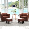 Costway Swivel Barrel Chair with Ottoman Footrest Curved Backrest & Armrests Living Room Creamy White/Gray/Brown - 4 of 4