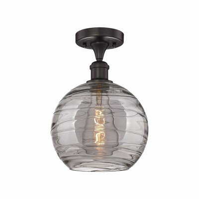 Athens Deco Swirl - 1 Light Semi-Flush Mount In Industrial Style-11.75 Inches Tall and 10 Inches Wide