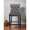 Mshliw Set of 2 Contemporary Velvet Upholstered Barstools with Tufted Back, Chrome Nailhead Trim and Solid Wood Legs for Kitchen and Home Bar - 3 of 4