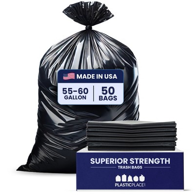 Plasticplace 55-60 Gallon Contractor Bags, 3.0 Mil (50 Count)