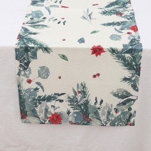 Unique Bargains Table Runner Rectangular Winter Christmas Pattern 14 Linen Colorful 1 Pc - 1 of 3