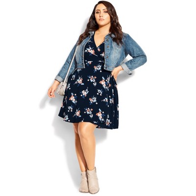Women's Plus Size Dana Dress - Navy | City Chic : Target