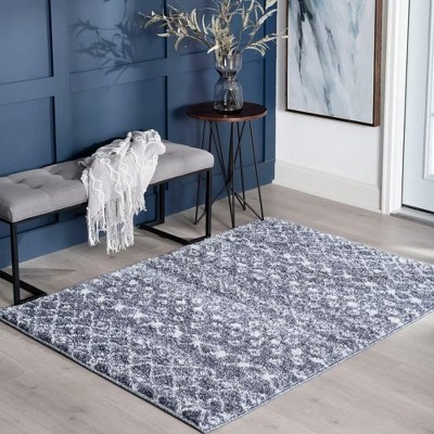 3' 11" x5' 3" Area Rug, Vintage Trellis Area Rug Bohemian Low Pile Floor Carpet Cover Non-Slip Indoor Throw Carpet Accent Rug , Dark Gray