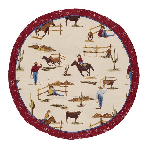 Sweet Jojo Designs Boy Baby Tummy Time Playmat Wild West Taupe Red