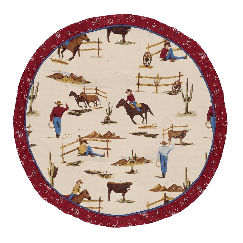 Sweet Jojo Designs Boy Baby Tummy Time Playmat Wild West Taupe Red and Blue, 1 of 6