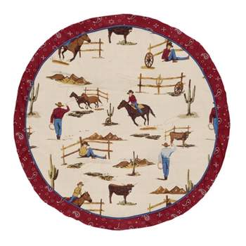 Sweet Jojo Designs Boy Baby Tummy Time Playmat Wild West Taupe Red and Blue
