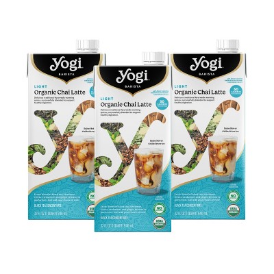 Yogi Barista Light Organic Chai Latte - 32 Fluid Oz (3 Pack) - Supports Healthy Digestion - Includes Black Tea, Ginger, Cardamom, Cinnamon & More