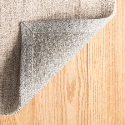 Handmade Ivory Wool Rectangular Area Rug with Crosshatch Design