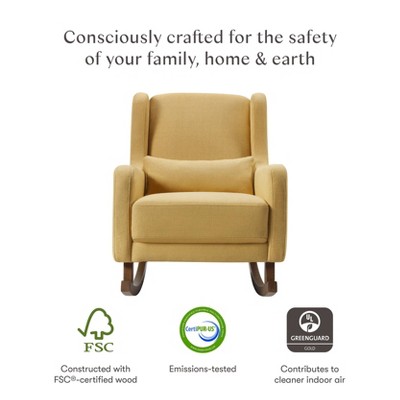 Mid-Century Dijon Eco-Twill Rocking Chair with Dark Legs