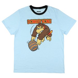 Seven Times Six Donkey Kong T-Shirt Men's DK Logo Design Short Sleeve Ringer Tee Blue - 1 of 3