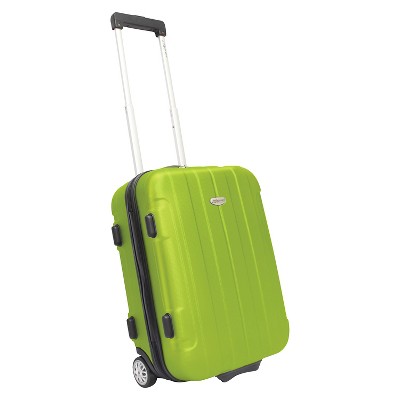 green hardside luggage