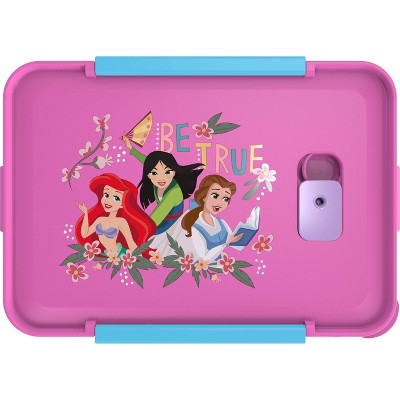 Disney Princess Plastic 3-Section Seal Food Storage Container - Zak Designs: Kids Bento Lunchbox, Dishwasher-Safe