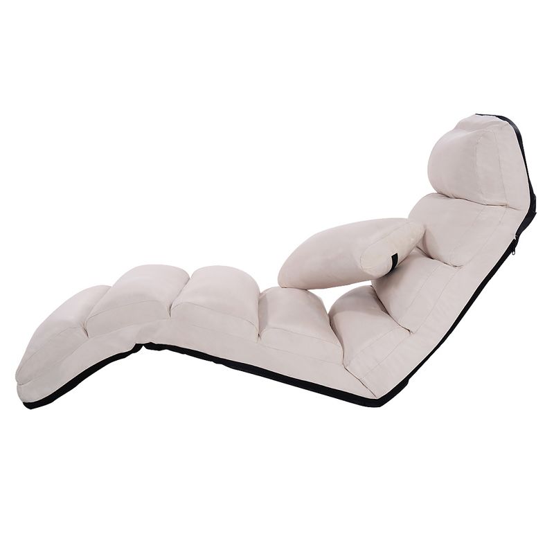 Costway Folding Lazy Sofa Chair Stylish Sofa Couch Beds Lounge Chair W/Pillow Beige New, 5 of 11