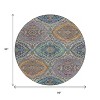 HomeRoots 8' Blue Copper And Gold Round Floral Washable Indoor Outdoor Area Rug - 3 of 4