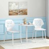 Costway Metal Dining Chair Set of 4 Armless Kitchen Hollowed Backrest & Metal Legs Blue/White - 2 of 4