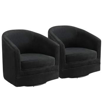 Costway Set of 2 Modern Swivel Barrel Chair Velvet Accent Chair with Metal Base
