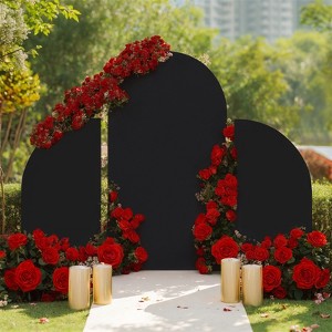 Garvee Arch Cover Set of 3 Spandex Fitted Wedding Arch Cover, Fitted Round Top And Half Moon Arch Backdrop For Wedding Party Decor - 1 of 4