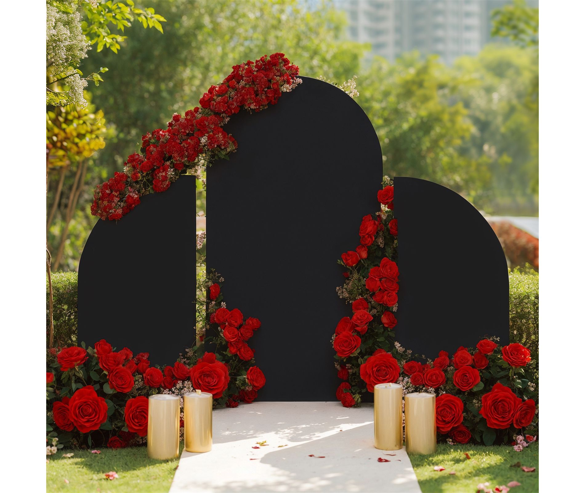 Garvee Arch Cover Set of 3 Spandex Fitted Wedding Arch Cover, Fitted Round Top And Half Moon Backdrop Cover For Wedding Party