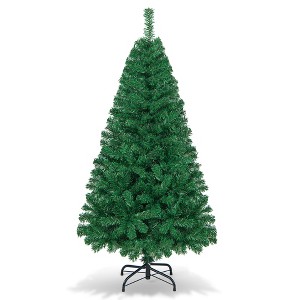 Costway 5/6/7/8 FT Artificial Christmas Tree Unlit Christmas Tree with 350/650/950/1138 Branch Tips Foldable Metal Stand - 1 of 4