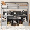 VASIP Gray Twin Loft Bed with Built-In Desk, Storage Shelves, Drawers & Seat – Space-Saving Multi functional Kids Bedroom Furniture - 2 of 4