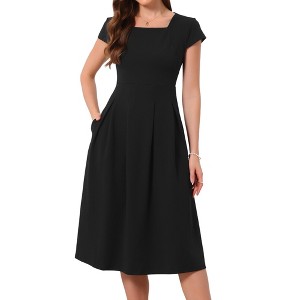 cap sleeve mock-neck slim knit midi dress Cap-sleeve Mock Neck Button-front Slim Sweater Midi Dress