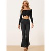 Allegra K Women's High Waist Raw Hem Flared Bottom Casual Jeans Pants - 3 of 4