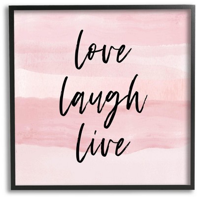 Stupell Industries Pink Love Laugh Live Phrase Framed Giclee Art