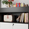 Hitow Black and White Lockable Storage Cabinet Bookshelf Adjustable Shelf Open Shelf Living Room Decor & Storage Unit  Pet Gear & Home Organizer - 4 of 4