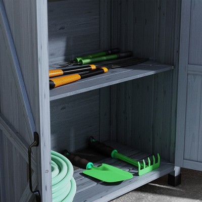 Gray Wooden Potting Bench with Storage Cabinet and Shelves