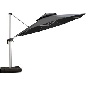 PURPLE LEAF 13 Feet Patio Umbrella Outdoor Round Double-Top Aluminum Umbrella Cantilever Patio Umbrella for Garden Deck Pool Patio - 1 of 4