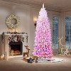 Clearance! 6 FT Prelit Blue Gradient Snow Flocked Christmas Tree, Slim Pencil Xmas Tree, Hinged Branches, Easy Setup - 3 of 4