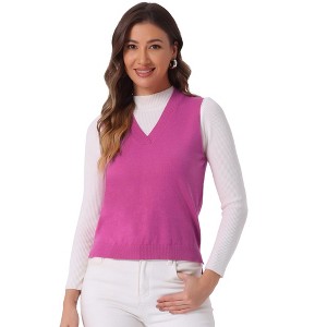 INSPIRE CHIC Women's V Neck Sleeveless Pullover Knit Sweater Vest - 1 of 4