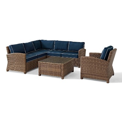 Bradenton 5pc Outdoor Wicker Sectional Set - Navy - Crosley