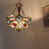 Chloe Lighting Rosey Tiffany-Style 3 Light Roses Inverted Ceiling Pendant 20`` Shade - 3 of 4