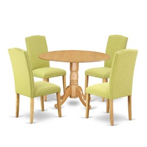 Vintage Kitchen Table Set - 5 Piece Round Dining Table & Chairs - Victorian Style, Oak Finish, 42 Inch - 1 of 4