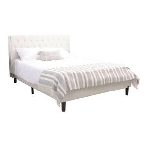 Noelle Tufted Upholstered Platform Bed Queen Cream - Abbyson Living, Ivory
