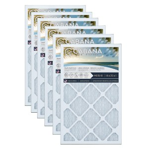 Cabana Air Filters 6 Pack Home HVAC Furnace Air Filters, Capture Unwanted Particles with Pleated Design, MERV 8, 14 x 25 x 1, White - 1 of 4