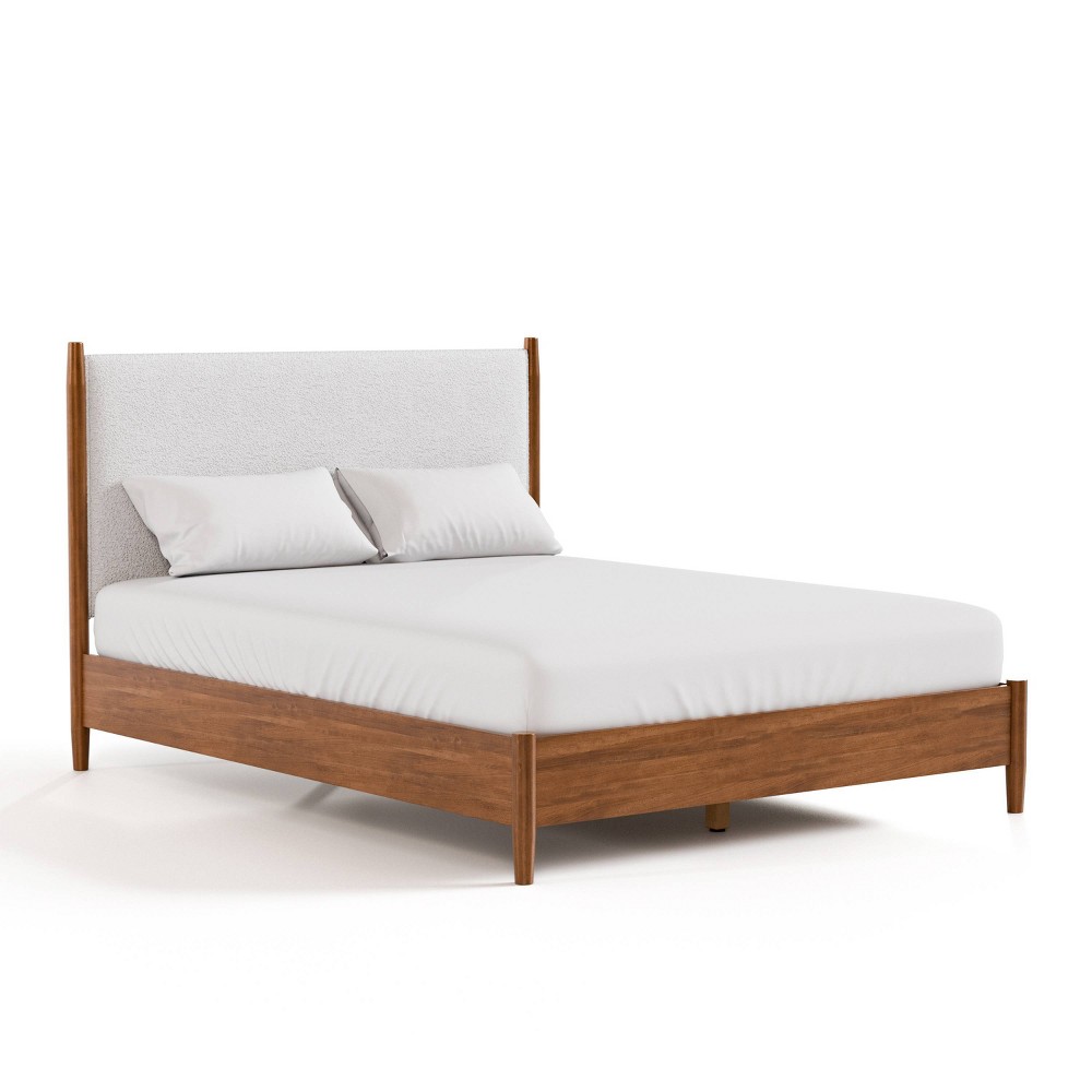 HOMES: Inside + Out Queen Riverstone Mid-Century Modern Platform Bed with Headboard Boucle