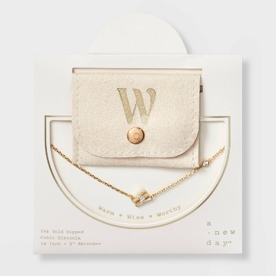 14K Gold Dipped Cubic Zirconia Initial Necklace - A New Day™