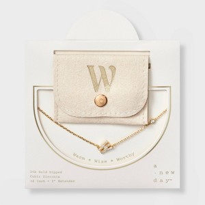 14K Gold Dipped Cubic Zirconia Initial Necklace - A New Day™ - 1 of 4
