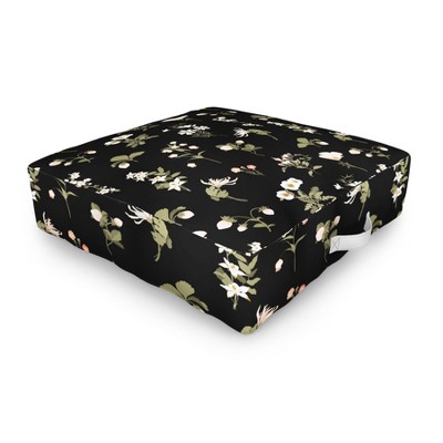 Iveta Abolina Pineberries Botanicals Black Outdoor Floor Cushion - Deny Designs